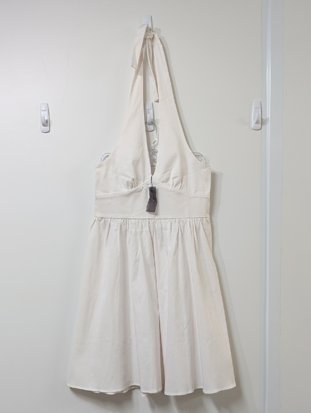 BoFlyYang White Retro Halter Dress Size Large